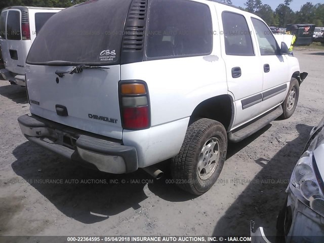 1GNEC13T95R137439 - 2005 CHEVROLET TAHOE C1500 WHITE photo 4