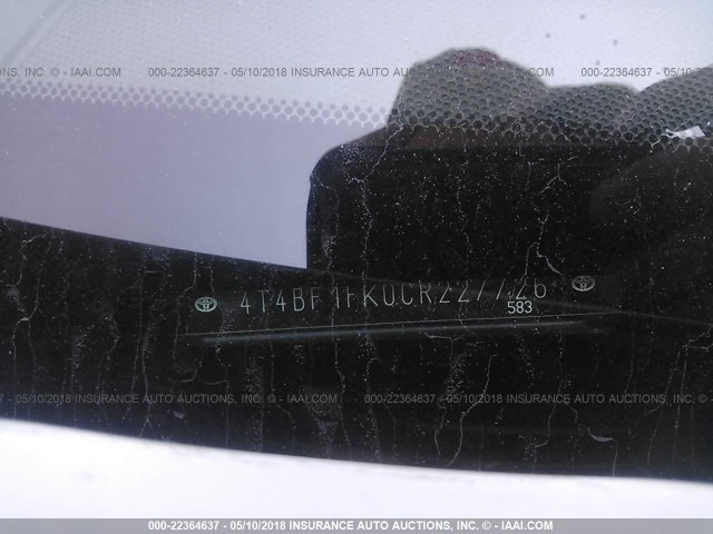 4T4BF1FK0CR227726 - 2012 TOYOTA CAMRY SE/LE/XLE WHITE photo 9