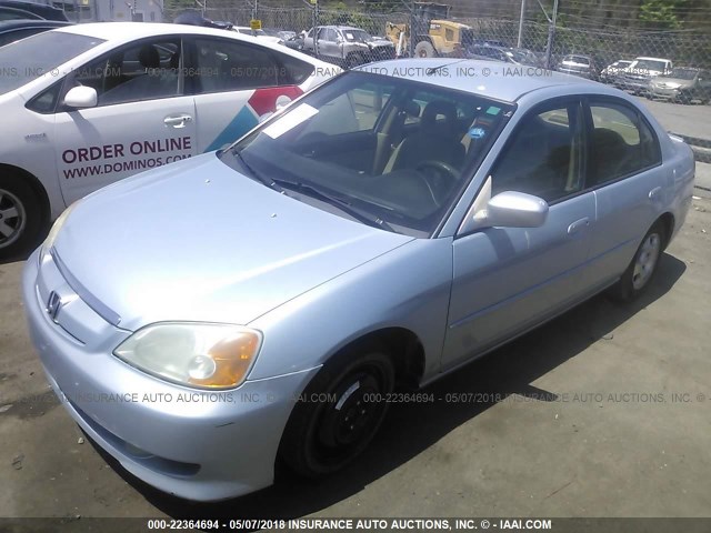 JHMES96613S001245 - 2003 HONDA CIVIC HYBRID BLUE photo 2