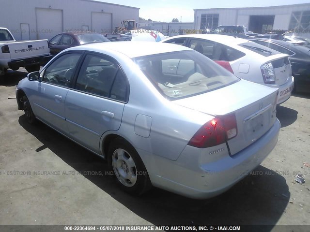 JHMES96613S001245 - 2003 HONDA CIVIC HYBRID BLUE photo 3