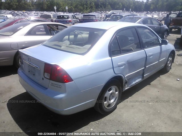 JHMES96613S001245 - 2003 HONDA CIVIC HYBRID BLUE photo 4