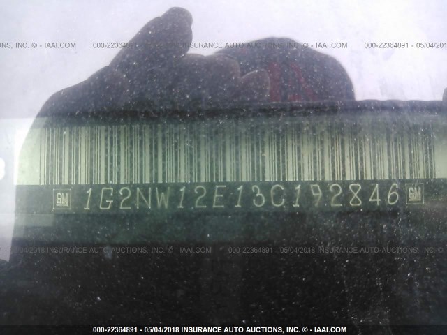 1G2NW12E13C192846 - 2003 PONTIAC GRAND AM GT BLACK photo 9