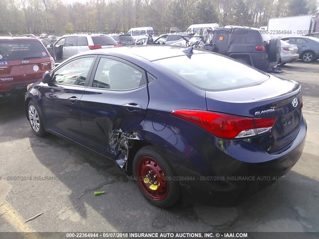 5NPDH4AE3CH143754 - 2012 HYUNDAI ELANTRA GLS/LIMITED BLUE photo 3