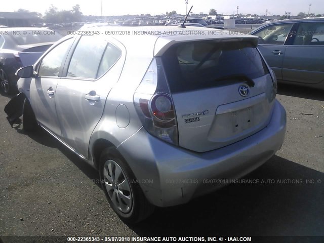 JTDKDTB34D1058067 - 2013 TOYOTA PRIUS C SILVER photo 3