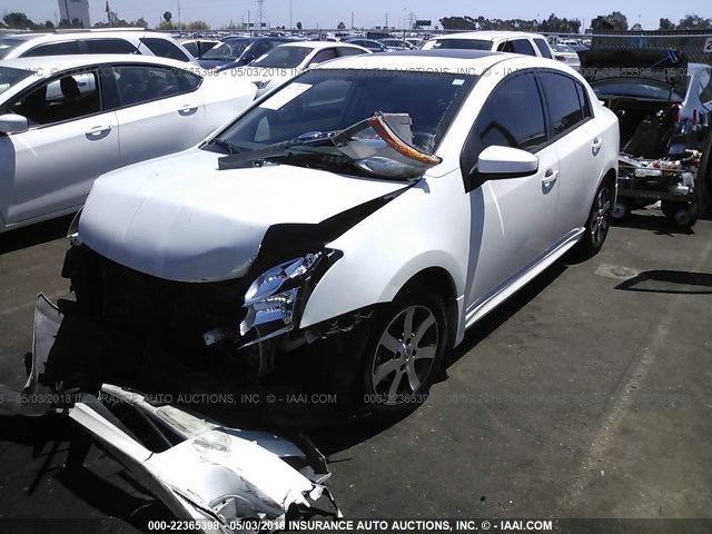 3N1AB6AP6CL696371 - 2012 NISSAN SENTRA 2.0/2.0S/SR/2.0SL WHITE photo 2