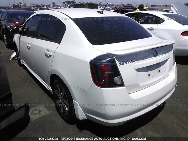 3N1AB6AP6CL696371 - 2012 NISSAN SENTRA 2.0/2.0S/SR/2.0SL WHITE photo 3