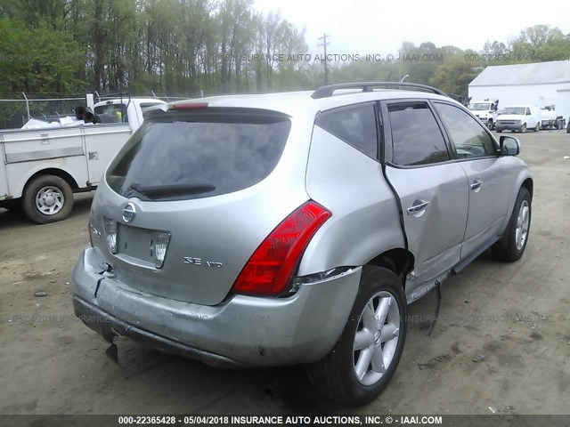 JN8AZ08WX3W233022 - 2003 NISSAN MURANO SL/SE SILVER photo 4