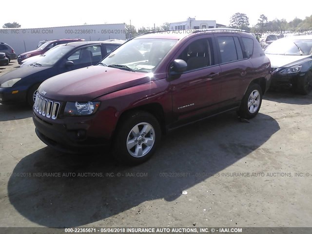 1C4NJCBA0ED881552 - 2014 JEEP COMPASS SPORT RED photo 2