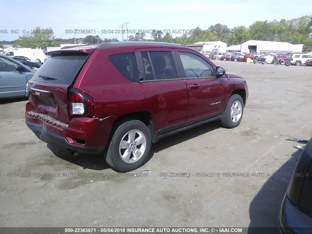 1C4NJCBA0ED881552 - 2014 JEEP COMPASS SPORT RED photo 4