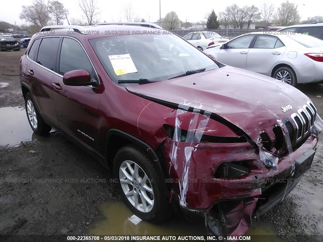 1C4PJMCS6EW126318 - 2014 JEEP CHEROKEE LATITUDE MAROON photo 1