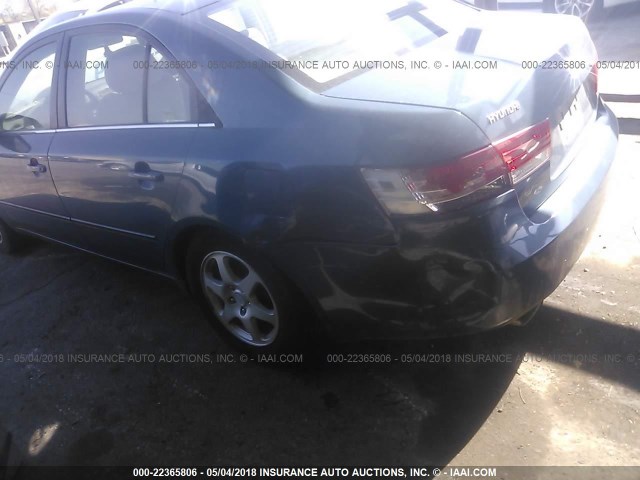 5NPEU46F96H087664 - 2006 HYUNDAI SONATA GLS/LX BLUE photo 6