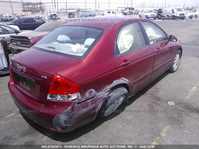 KNAFE221995627919 - 2009 KIA SPECTRA EX/LX/SX RED photo 4