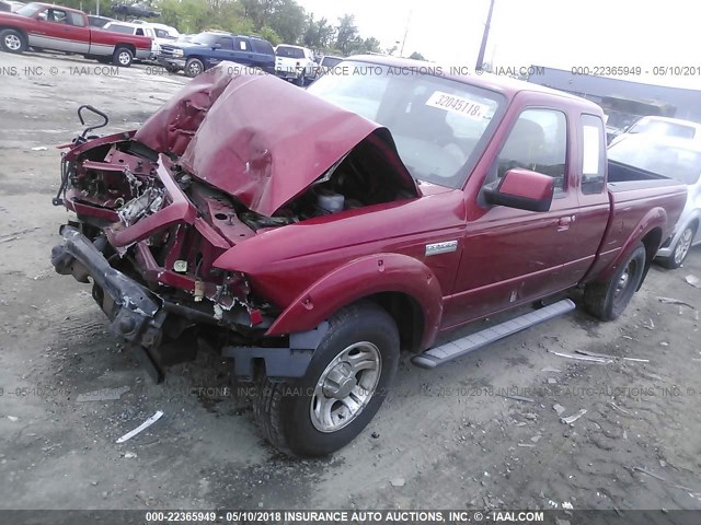 1FTYR44E29PA05940 - 2009 FORD RANGER SUPER CAB RED photo 2