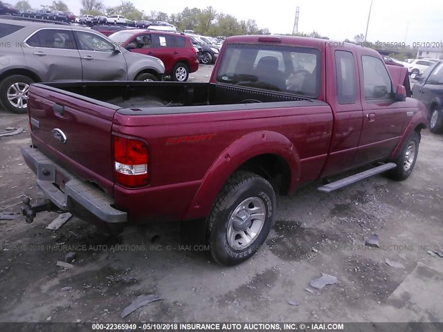 1FTYR44E29PA05940 - 2009 FORD RANGER SUPER CAB RED photo 4