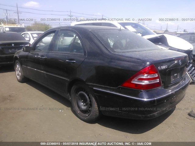 WDBRF64J71F106177 - 2001 MERCEDES-BENZ C 320 BLACK photo 3