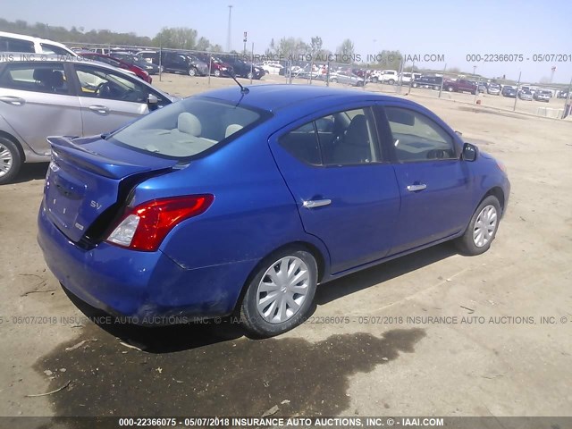 3N1CN7AP8EL834212 - 2014 NISSAN VERSA S/S PLUS/SV/SL BLUE photo 4