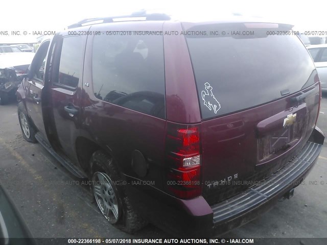 1GNFK13007R217406 - 2007 CHEVROLET TAHOE K1500 MAROON photo 3