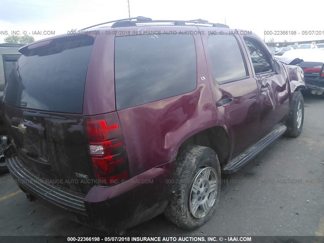 1GNFK13007R217406 - 2007 CHEVROLET TAHOE K1500 MAROON photo 4