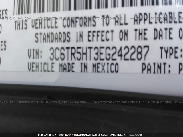 3C6TR5HT3EG242287 - 2014 RAM 2500 ST WHITE photo 9