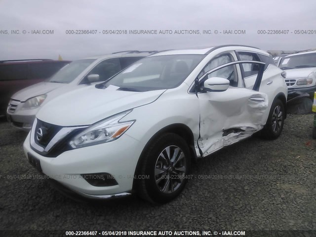 5N1AZ2MH0GN167392 - 2016 NISSAN MURANO S/SL/SV/PLATINUM WHITE photo 2