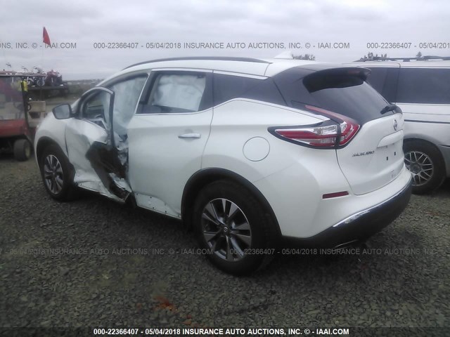 5N1AZ2MH0GN167392 - 2016 NISSAN MURANO S/SL/SV/PLATINUM WHITE photo 3