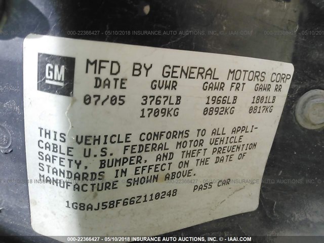 1G8AJ58F66Z110248 - 2006 SATURN ION LEVEL 2 Qızıl foto 9