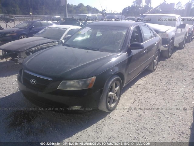 5NPEU46F76H007200 - 2006 HYUNDAI SONATA GLS/LX BLACK photo 2