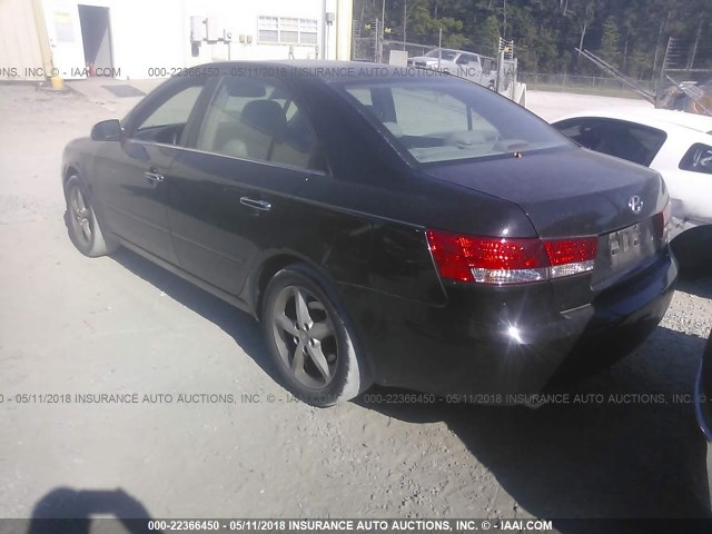 5NPEU46F76H007200 - 2006 HYUNDAI SONATA GLS/LX BLACK photo 3