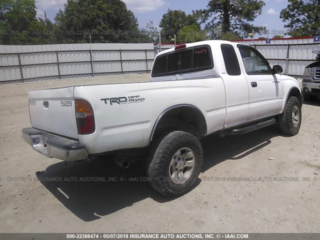 4TASN92N6YZ601777 - 2000 TOYOTA TACOMA XTRACAB PRERUNNER WHITE photo 4