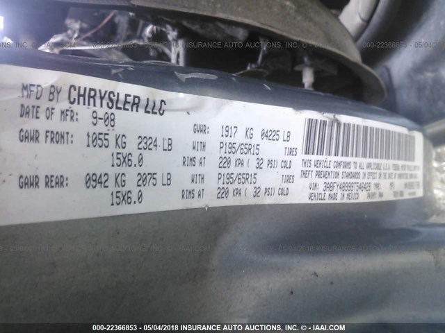 3A8FY48999T546429 - 2009 CHRYSLER PT CRUISER GRAY photo 9