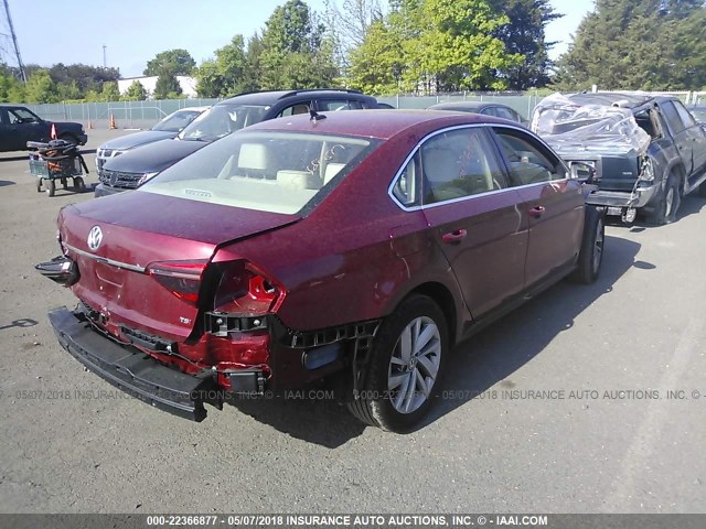 1VWBA7A34JC001320 - 2018 VOLKSWAGEN PASSAT SE RED photo 4