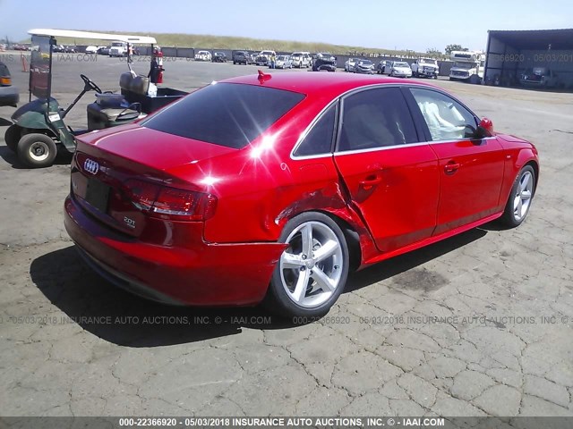 WAUFFAFL1CN000979 - 2012 AUDI A4 PREMIUM PLUS RED photo 4