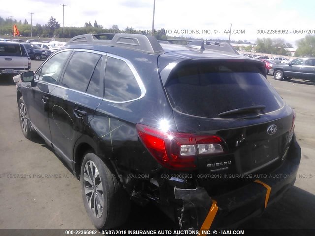 4S4BSALC4G3237531 - 2016 SUBARU OUTBACK 2.5I LIMITED BLACK photo 3