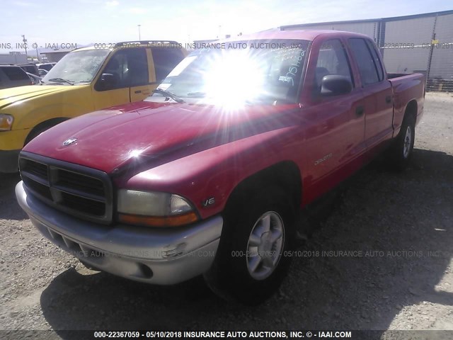 1B7GL2AX2YS751162 - 2000 DODGE DAKOTA QUAD RED photo 2