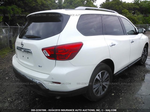 5N1DR2MN3JC610091 - 2018 NISSAN PATHFINDER S/SV/SL/PLATINUM WHITE photo 4