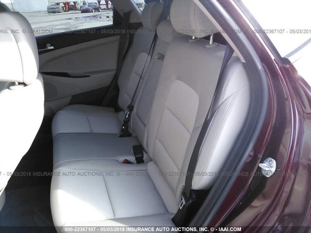 KM8J33A41JU641548 - 2018 HYUNDAI TUCSON LIMITED/SPORT AND ECO/SE BURGUNDY photo 8