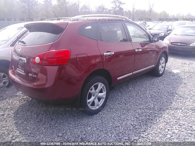 JN8AS5MV0BW267371 - 2011 NISSAN ROGUE S/SV/KROM BURGUNDY photo 4