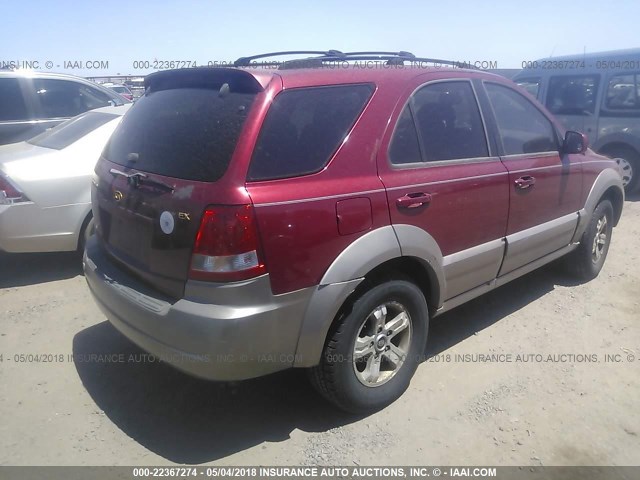 KNDJD733335087357 - 2003 KIA SORENTO EX/LX RED photo 4