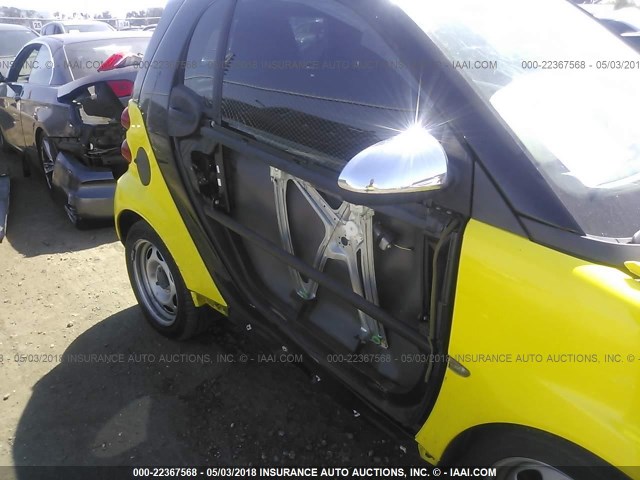 WMEEJ3BA9AK366508 - 2010 SMART FORTWO PURE/PASSION YELLOW photo 6