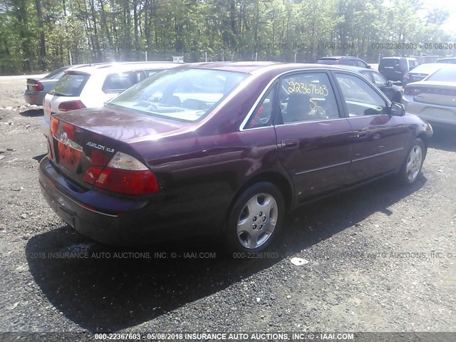 4T1BF28B73U279383 - 2003 TOYOTA AVALON XL/XLS BURGUNDY photo 4