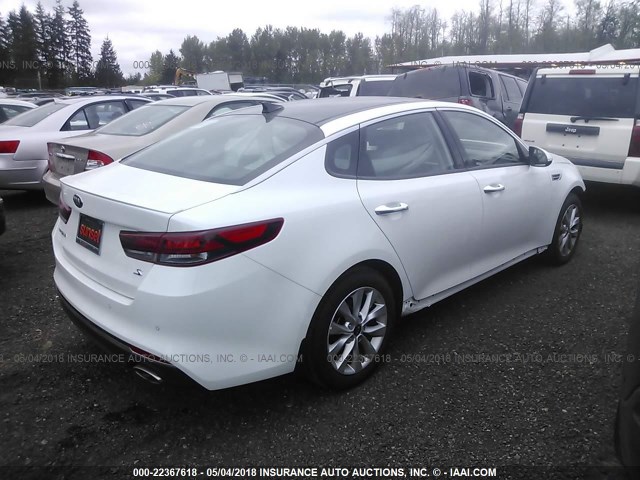 5XXGT4L38JG245664 - 2018 KIA OPTIMA LX/S WHITE photo 4