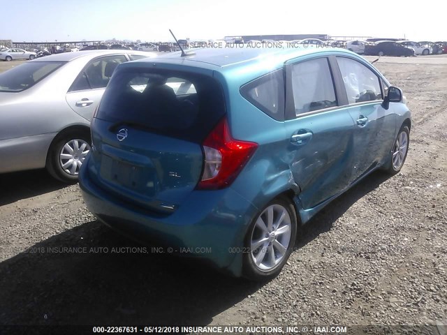 3N1CE2CP1EL412945 - 2014 NISSAN VERSA NOTE S/S PLUS/SV/SL TEAL photo 4