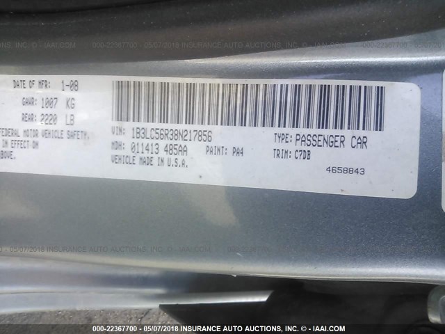 1B3LC56R38N217856 - 2008 DODGE AVENGER SXT GRAY photo 9