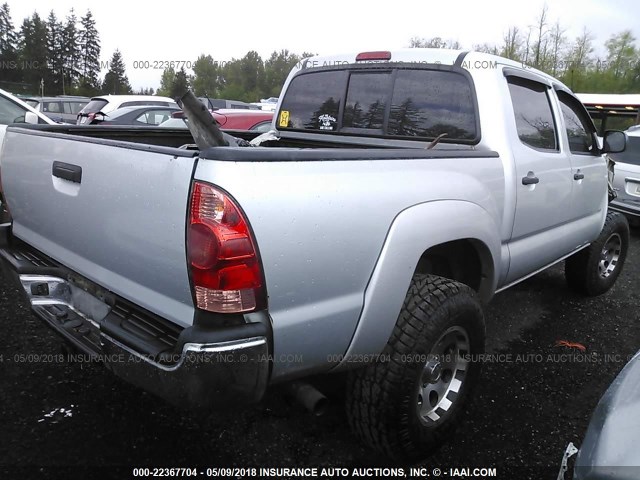 5TELU42N36Z151019 - 2006 TOYOTA TACOMA DOUBLE CAB ვერცხლისფერი ფოტო 4