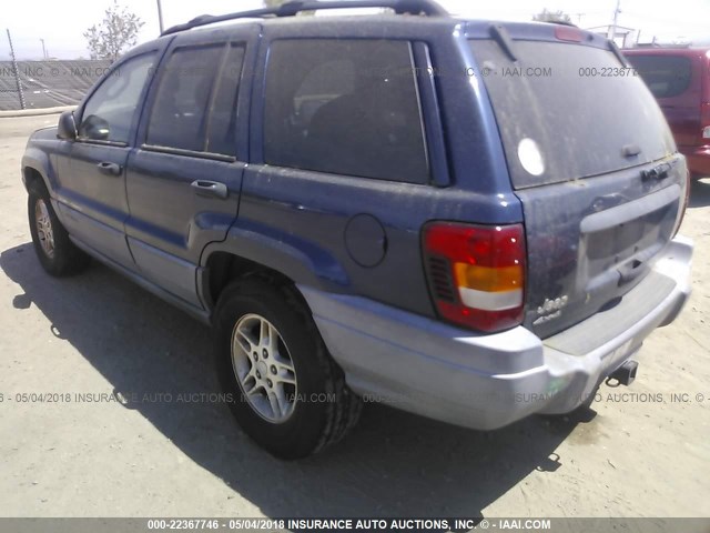 1J4GW48S02C259626 - 2002 JEEP GRAND CHEROKEE LAREDO BLUE photo 3