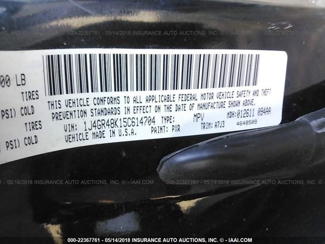 1J4GR48K15C614704 - 2005 JEEP GRAND CHEROKEE LAREDO/COLUMBIA/FREEDOM 黑色 照片 9