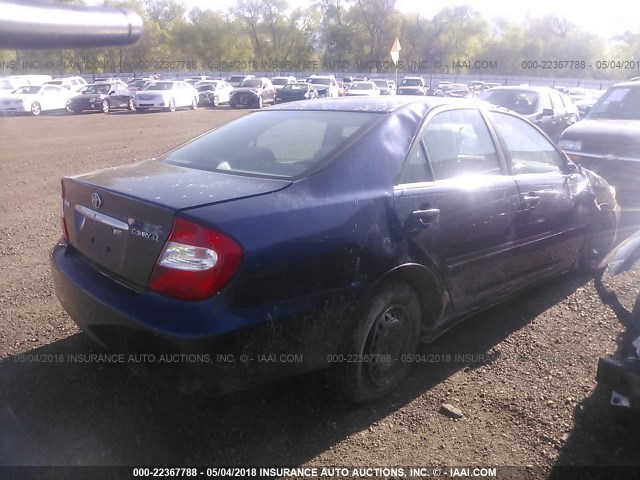 4T1BE32K62U501427 - 2002 TOYOTA CAMRY LE/XLE/SE BLUE photo 4