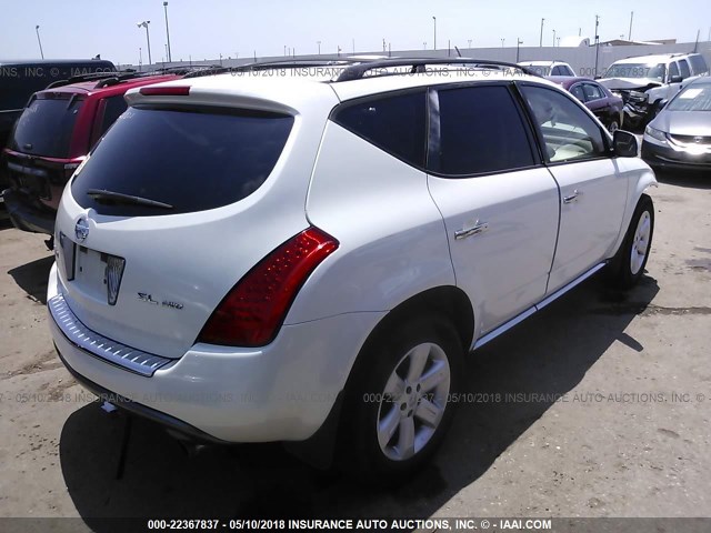 JN8AZ08W96W516998 - 2006 NISSAN MURANO SL/SE/S WHITE photo 4