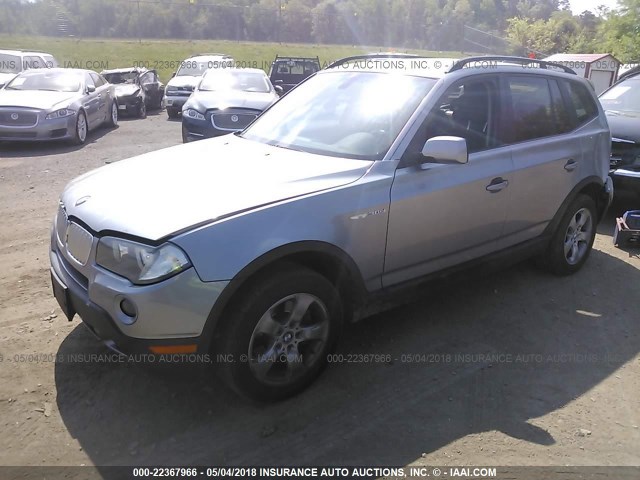 WBXPC93428WJ17633 - 2008 BMW X3 3.0SI GRAY photo 2