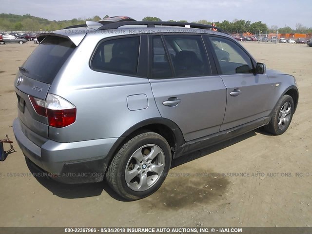 WBXPC93428WJ17633 - 2008 BMW X3 3.0SI GRAY photo 4